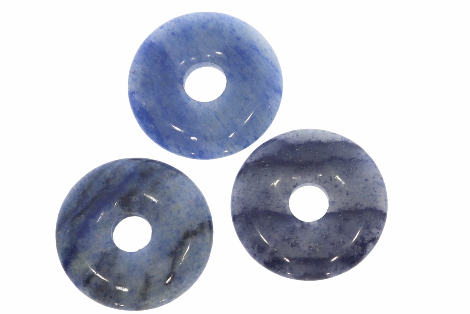 Blauquarz Donut Schmuck Anhänger 20mm & Donut Halter Silber HS1586