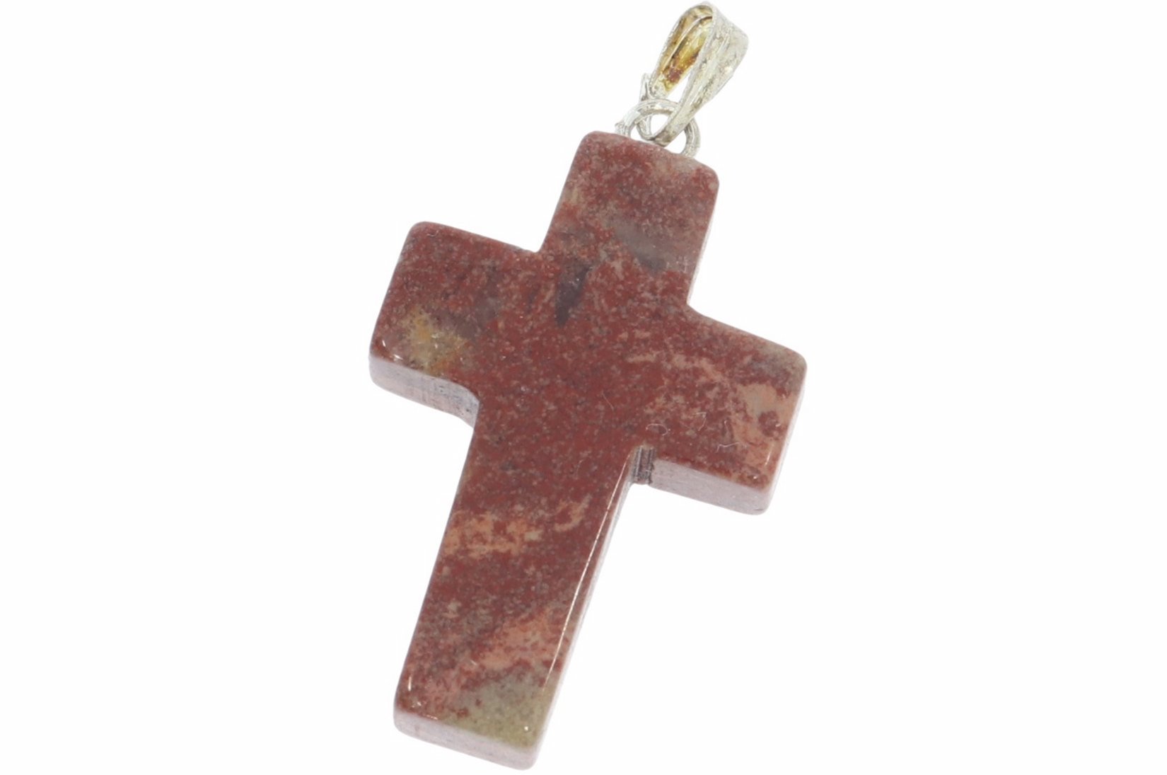 Jaspis rot Kreuz Schmuck mineral Anhänger Silber Öse 26x18mm HS699