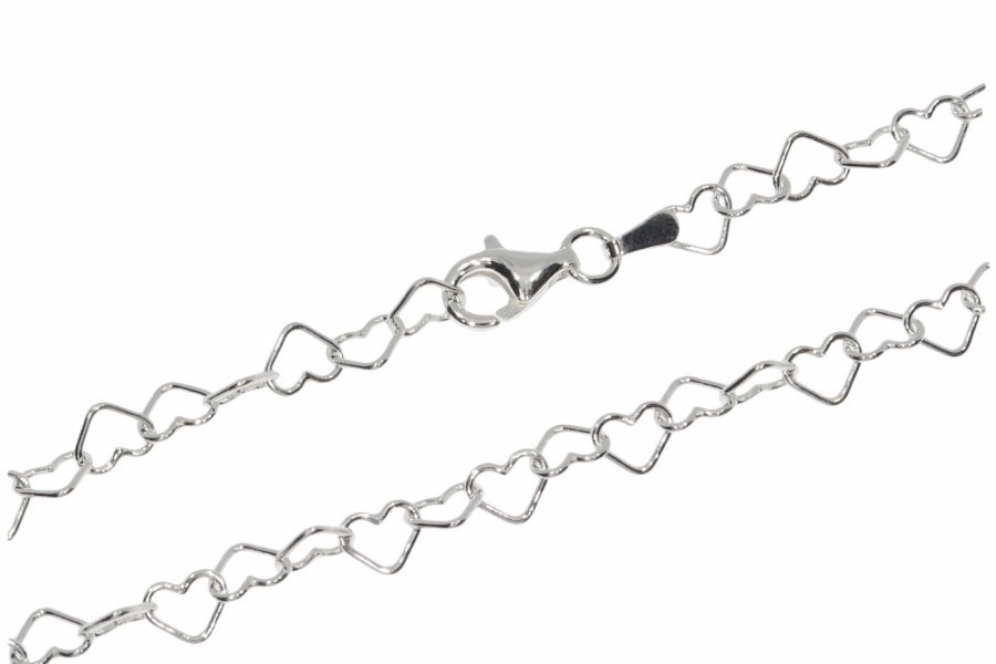 Herz Halskette 4.5mm 925er Sterling Silber 40-50cm & Karabiner Verschluss