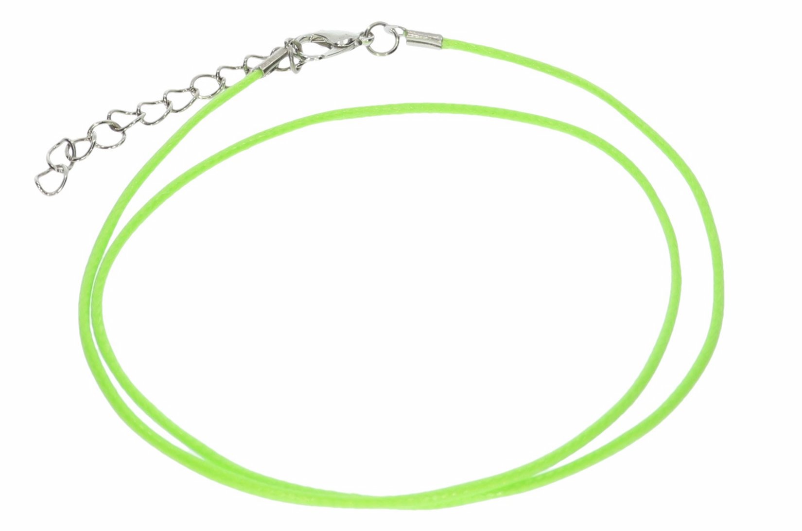 Neongrün - Baumwollband Halskette mit Edelstahl Karabiner 45-50cm - A241C