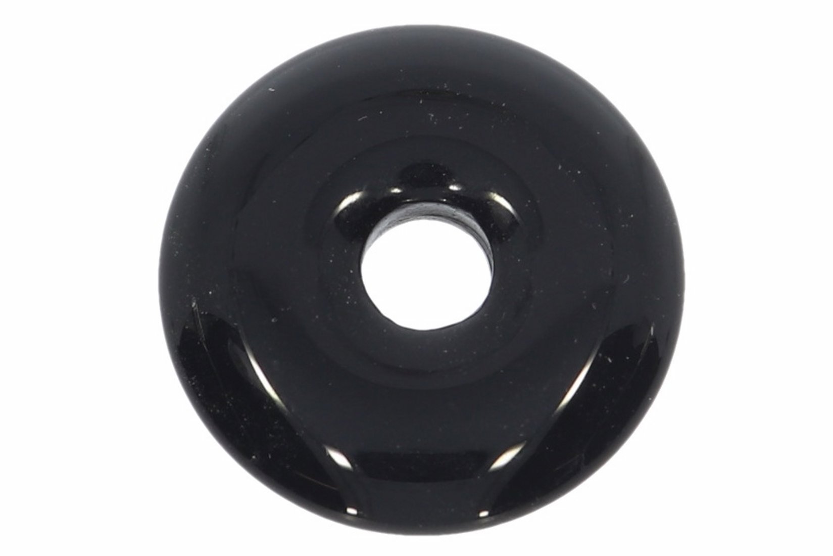 Obsidian schwarz Donut Schmuck Anhänger 20mm & Donut Halter Silber HS1584