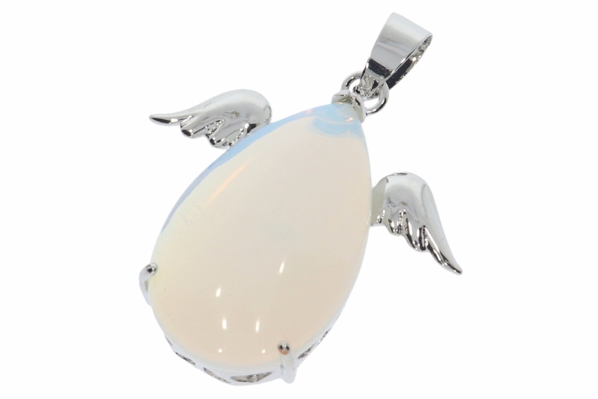 Opal glas Engel Motiv Schmuck Anhänger mit Silber Fassung 35x35 HS146