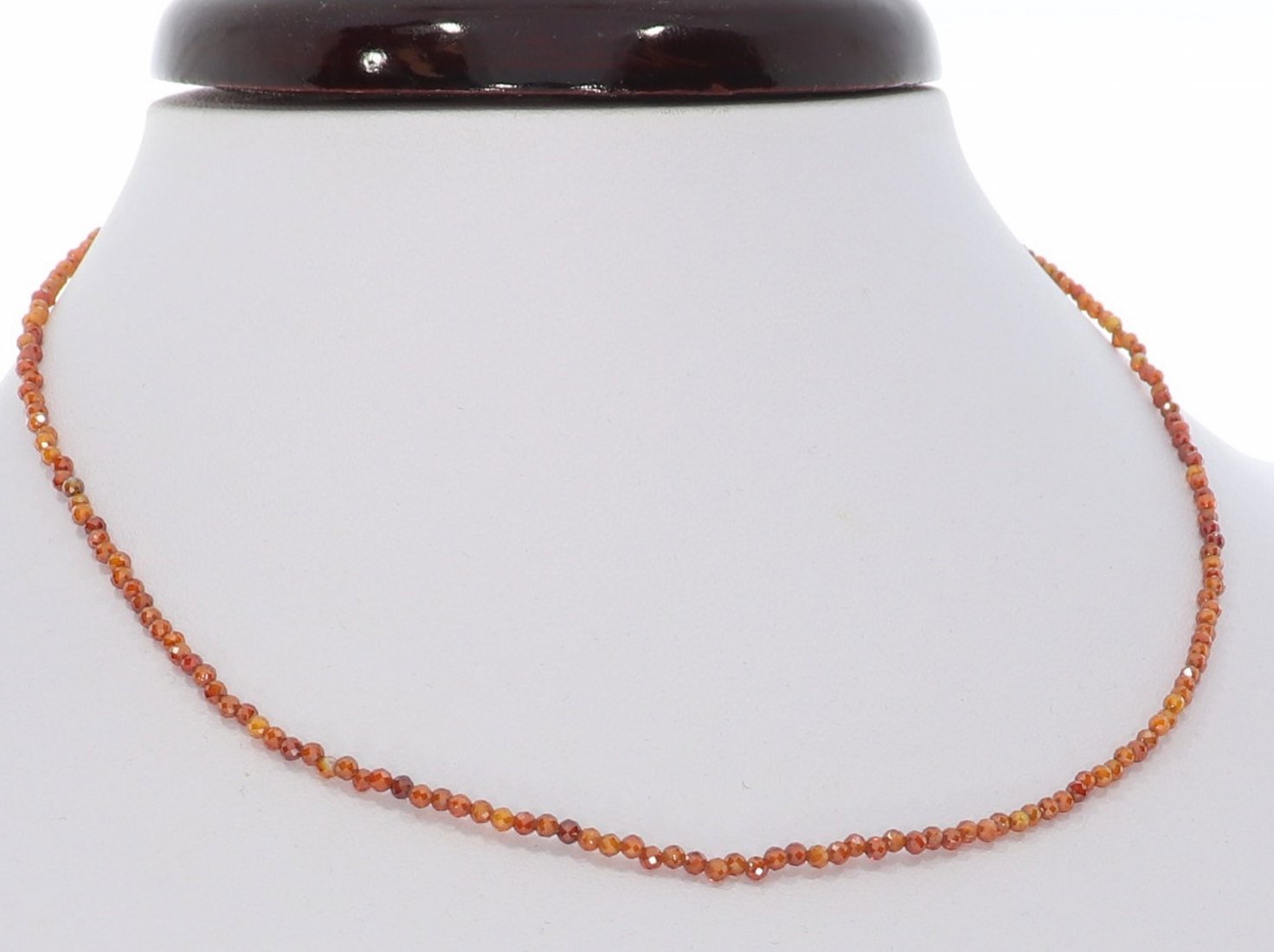 Zirkonia orange Kugel Halskette facettiert Silber farben 2mm - 40-45cm Kettenverlängerer KK351