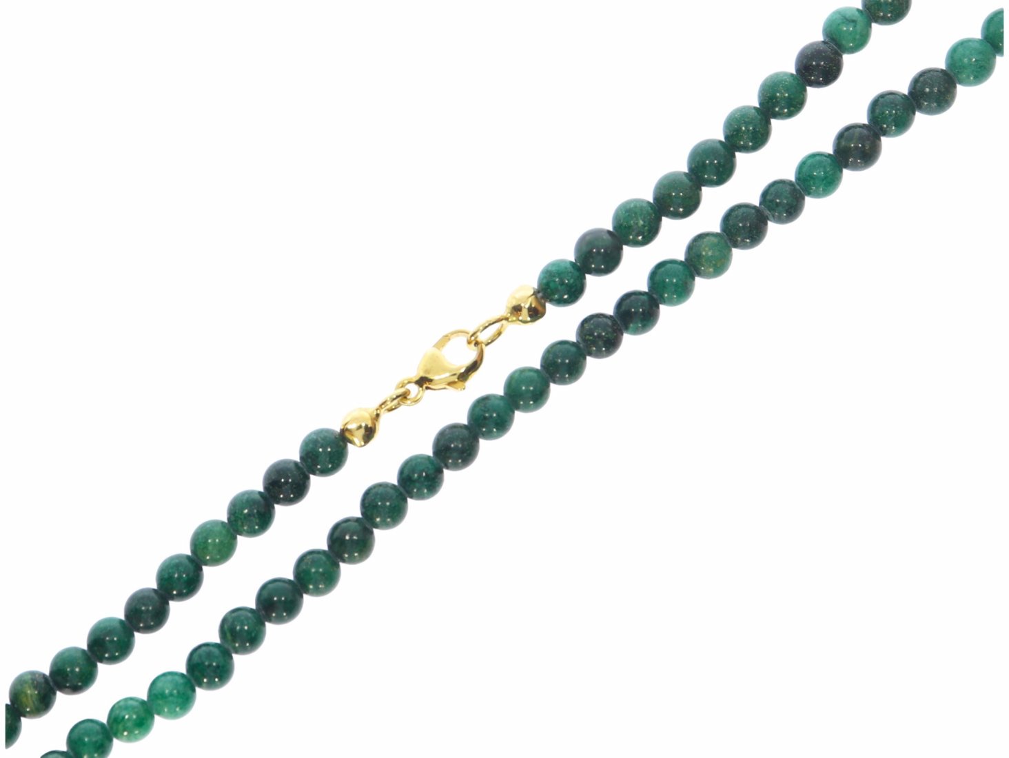 Prasem Smaragdquarz Kugel Halskette gold farben 4mm/ 45cm KK287