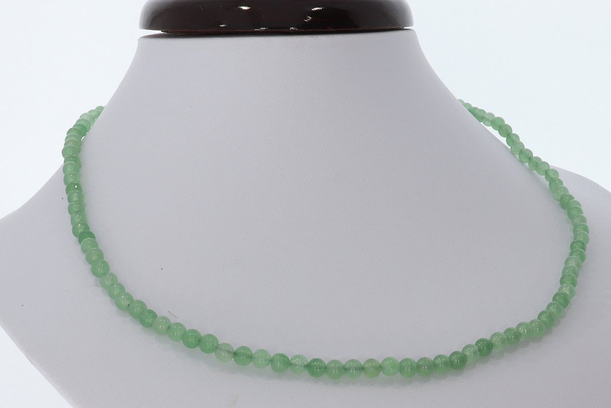 Aventurin grün Kugel Halskette silber farben 4mm/ 45-48cm Kettenverlängerung KK215