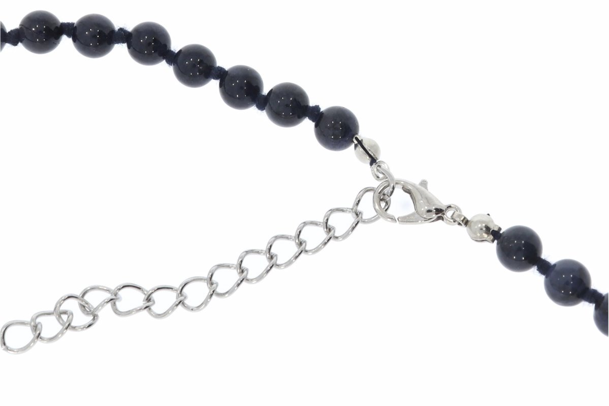 Onyx schwarz Kugel Halskette silber farben 6mm/ 45cm Kettenverlängerung KK202