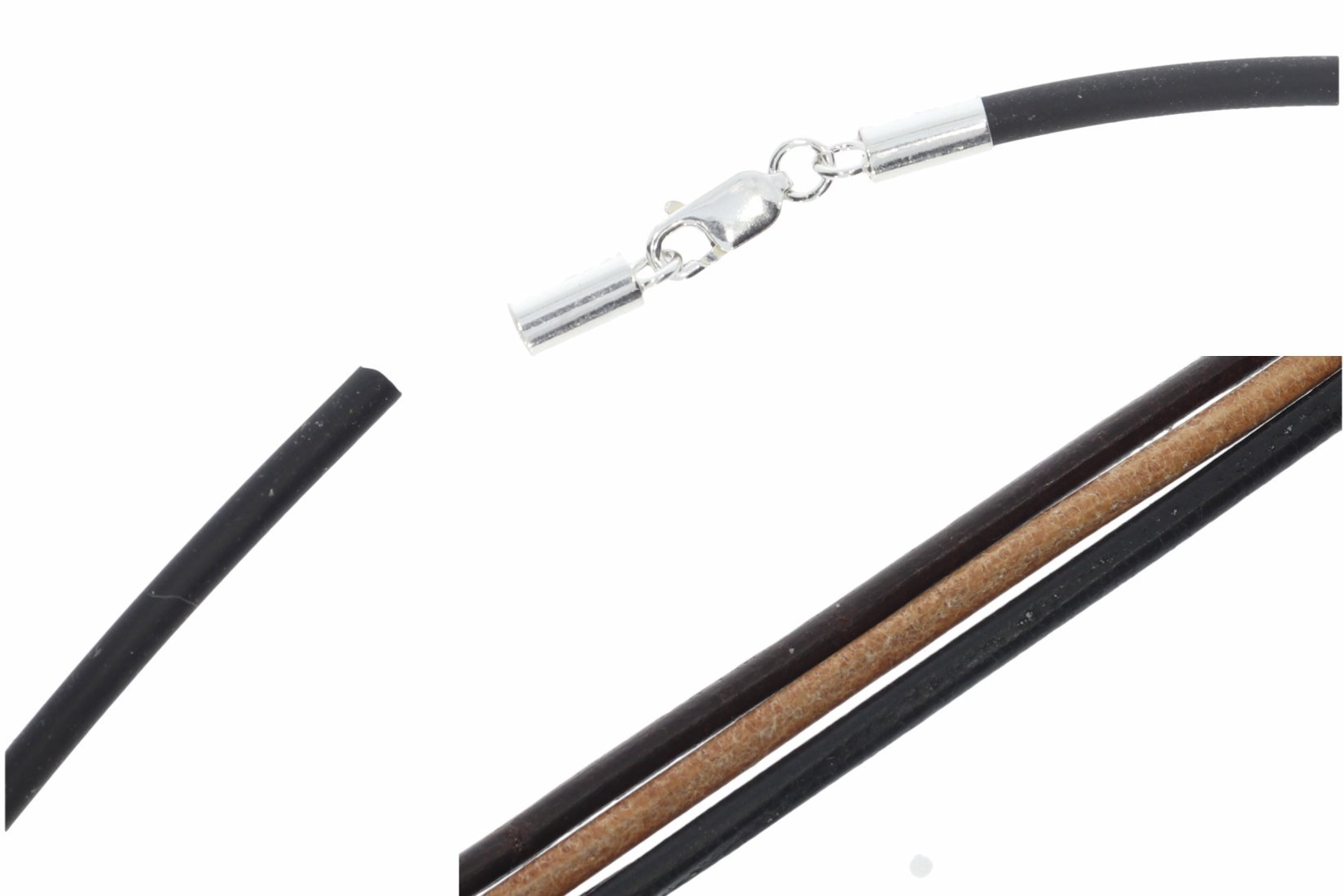 Florenz Leder Halskette 3mm Farbauswahl VS205 Schließe 925er Sterling Silber 38-100cm