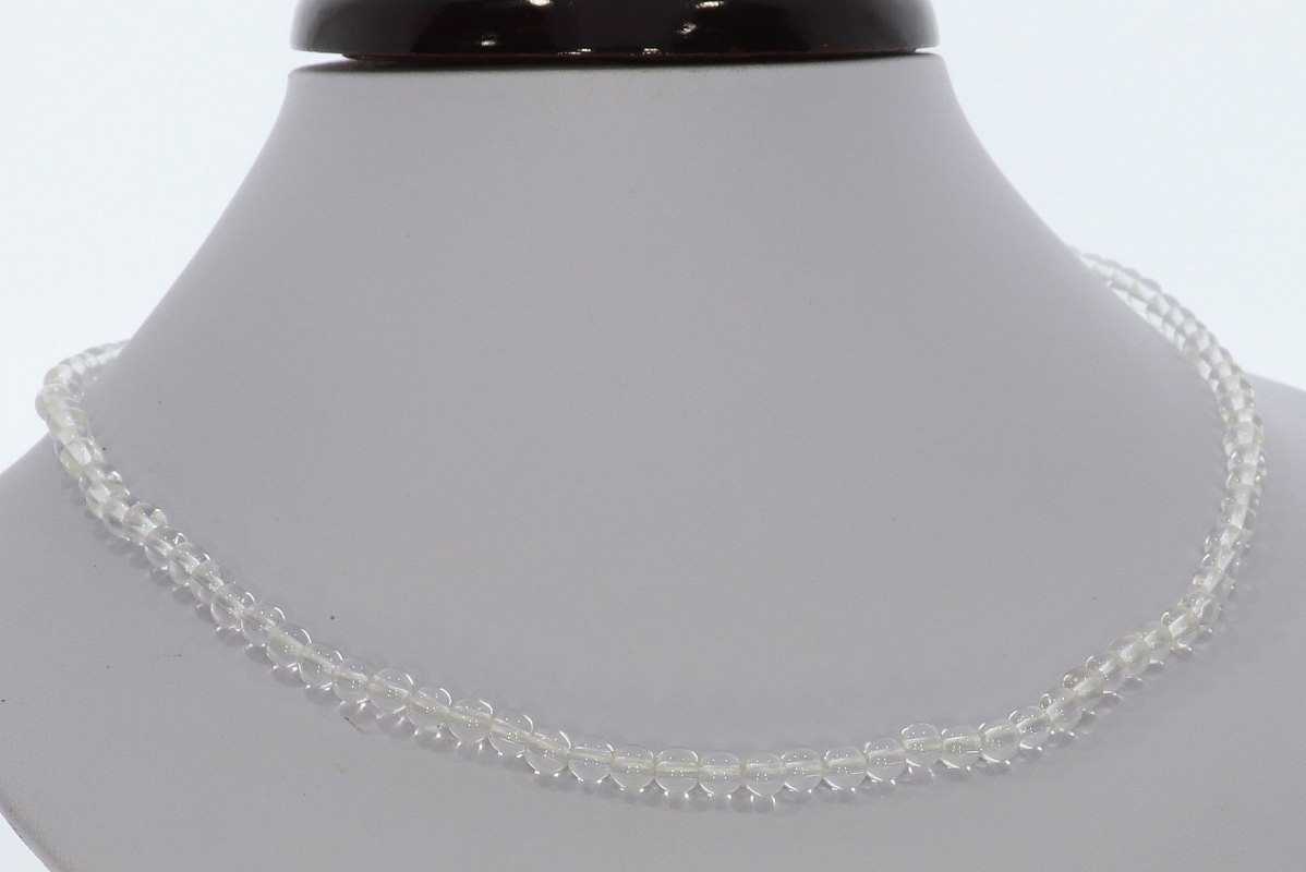 Bergkristall Kugel Halskette silber farben 4mm/ 45-48cm Kettenverlängerung KK210