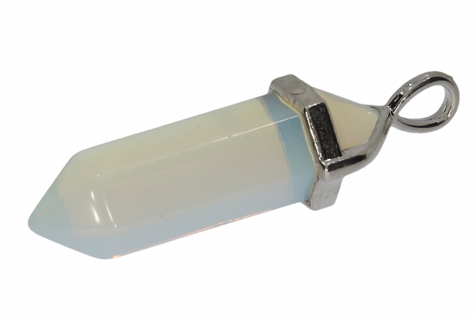 Opal glas Doppelspitze Schmuck Anhänger Öse Silber farben 40x11mm - HS1357