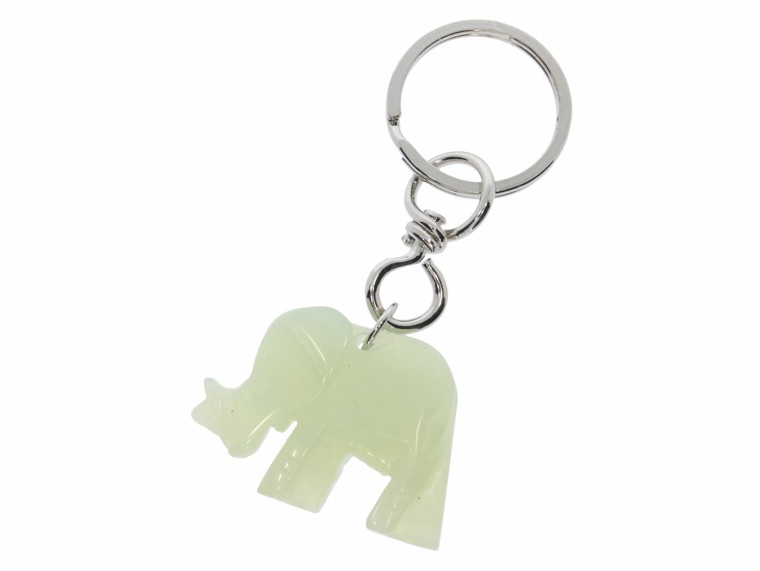 Elefant Schlüssel Anhänger aus China Jade 40x30 Silber HS598