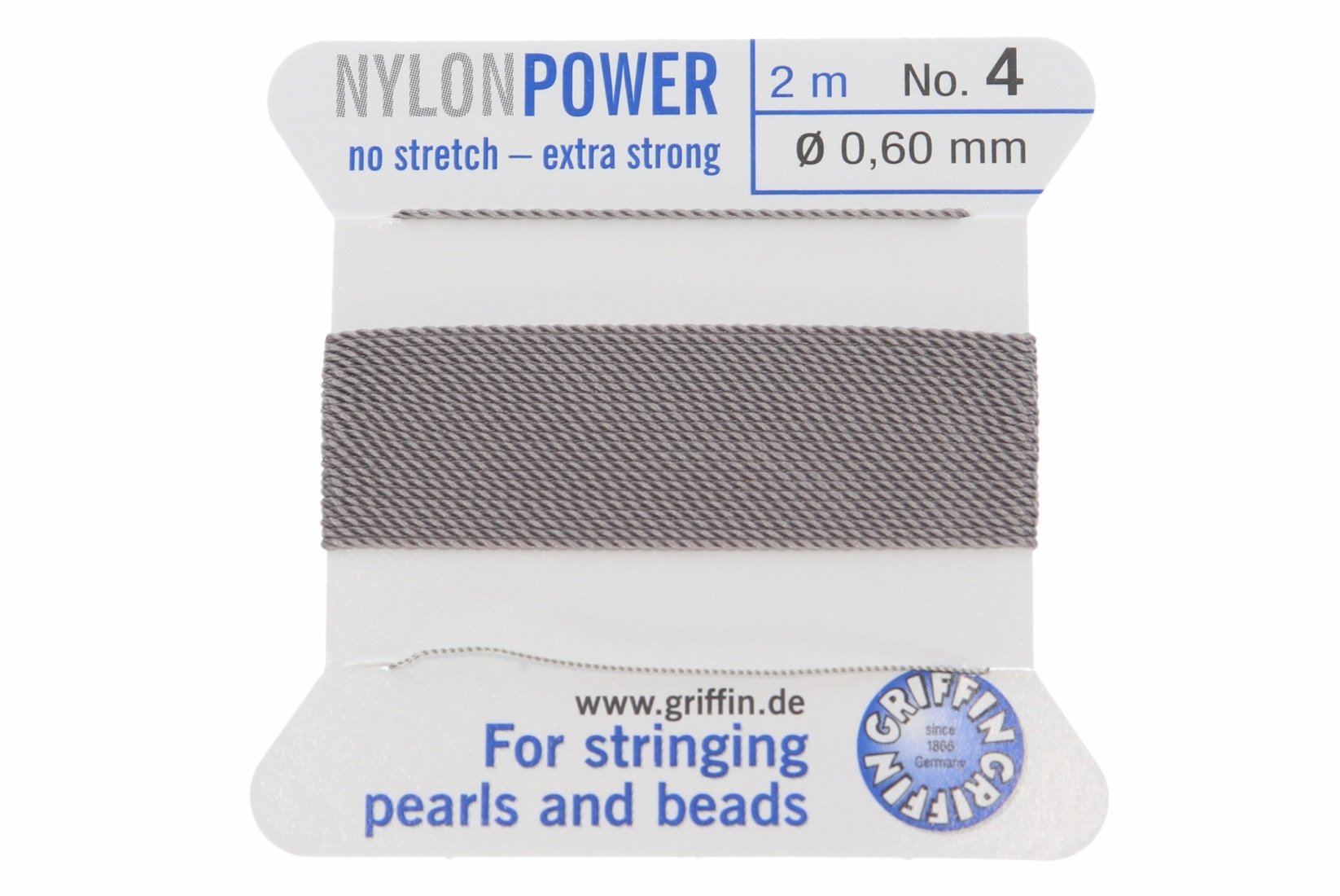 Perlseide grau - Nylon Power strong 200cm verschiedene Stärken