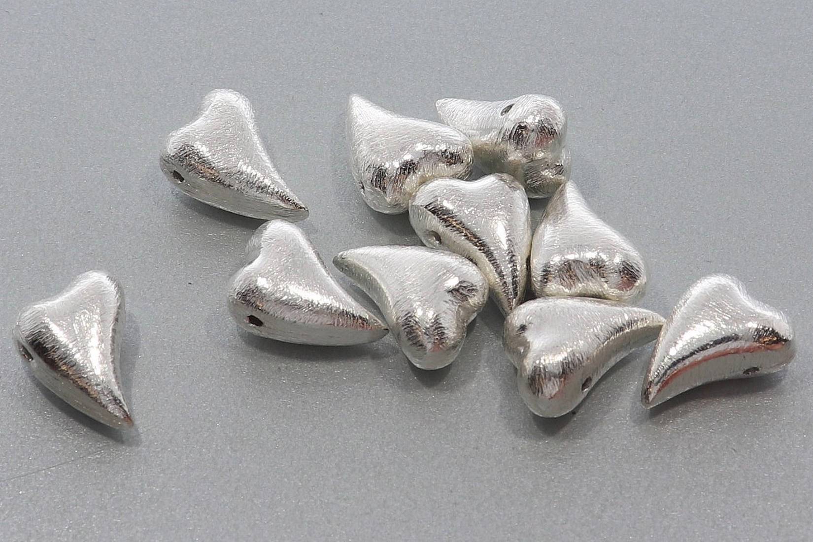 925er Sterling Silber Element Herz gebürstet 15x11mm mit Bohrung - S009